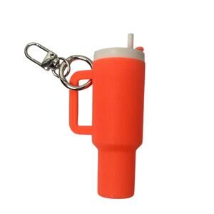 Mini Tumbler Keychain Orange Cup Accessory – Removable Lid (New)